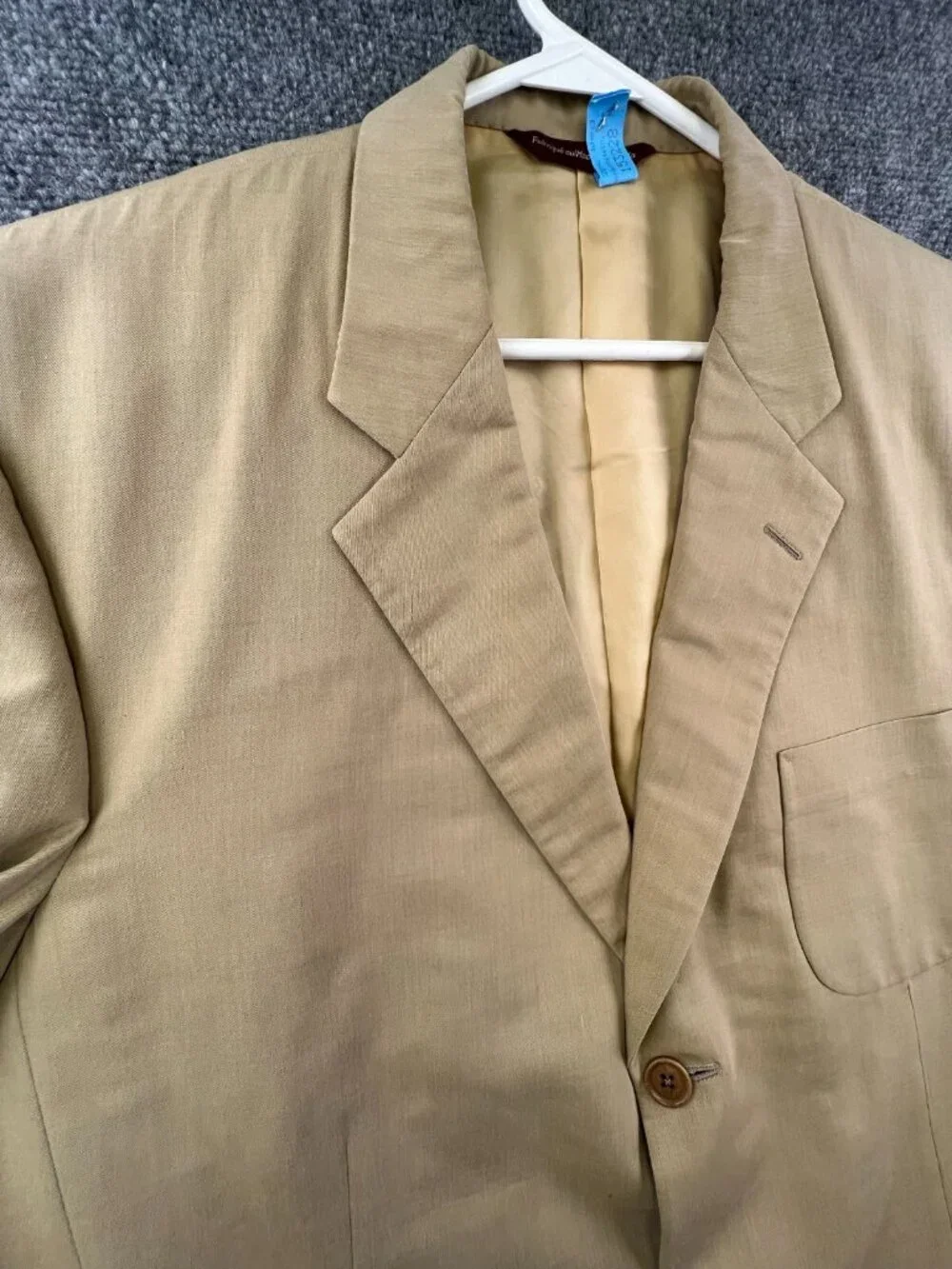 Samuelsohn Blazer Mens Tan 44L Long Wool Cotton Blend Suit Jacket Adult